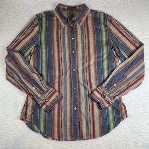 Lauren Jeans Co Ralph Lauren Western Snap Button Stripe Shirt Women Small Cotton